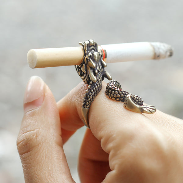 Pure Copper Ring Cigarette Holder Carving Xianglong Cigarette Holder Ring